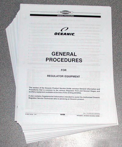 Oceanic Scuba Equipment Service Manual Regulators more  