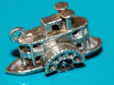   Sterling Silver Charm Of A Paddle Boat Steamer With Movable Paddles