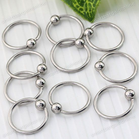   16g Silvery Stainless Steel Nose Hoop Rings Body Piercing Punk Jewelry