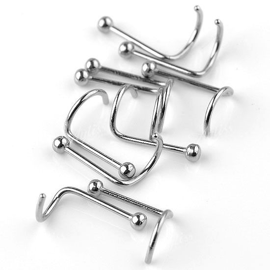 10pcs Stainless Steel Screw Stud Nose Ring Nostril Piercing Body 