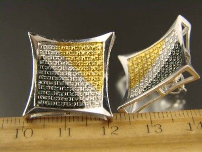 MENS XXL PAVE REAL DIAMOND STUDS 20 MM EARRINGS KITE  