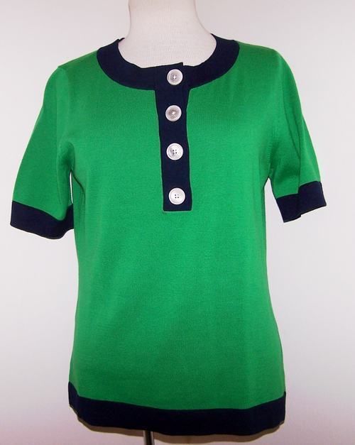 RALPH LAUREN kelly green blue sweater shirt top large  