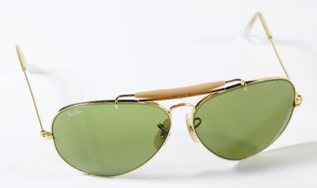 Ray Ban Classic Aviator Green Lenses Beige Forehead Bar  