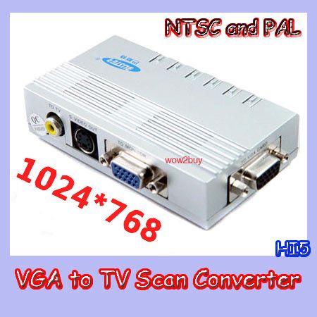 US PC VGA to TV Video 1280x1024 Scan Converter NTSC PAL  