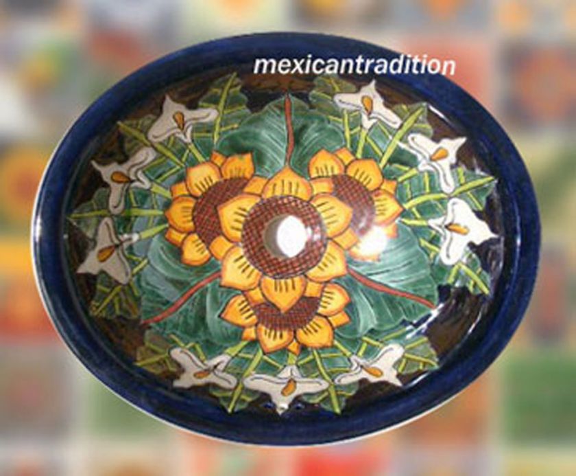   MEXICAN TALAVERA SINK DROP IN HAND PAINTED MEXICO SINKS ON SALE  