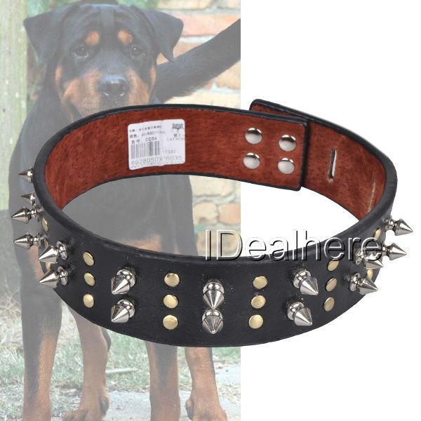 Leather Spiked and Studded Dog Collar Control Collar  