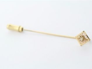 Antique 10k Yellow Gold .02ct Diamond Hat or Stick Pin  