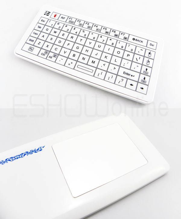 New White Mini Bluetooth Keyboard with Back Touch and Laser Pointer