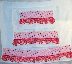 Towels Bath Set 3 pc Hearts & Lace Red White NEW  