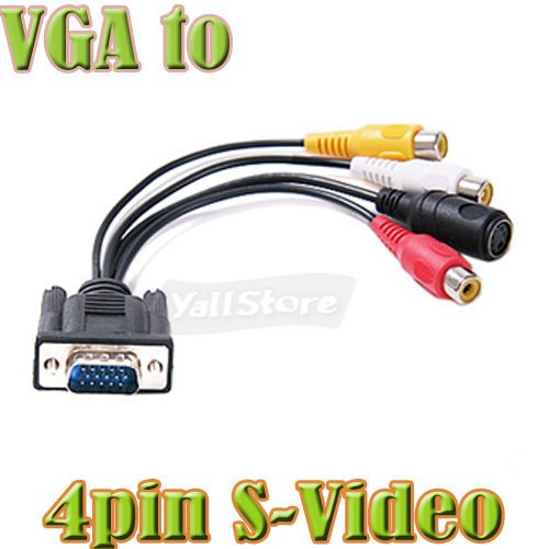 PC VGA to S Video AV RCA TV Out Converter Adapter Cable  