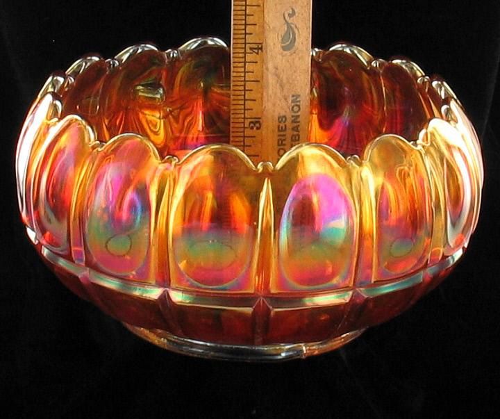 VINTAGE IMPERIAL RADIUM LUSTRE OVAL & ROUND MARIGOLD CARNIVAL GLASS 