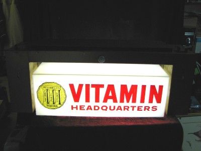 VINTAGE SQUIBB VITAMINS ADVERTISING LIGHTED SIGN  