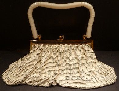 Whiting and Davis Vintage White Metal Mesh Purse  